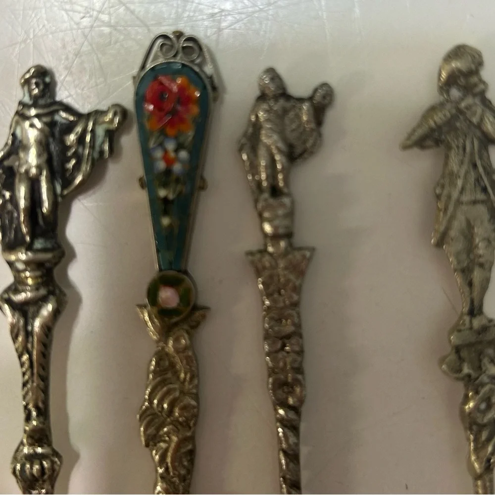 Vintage sugar spoon and olive fork lot of 4